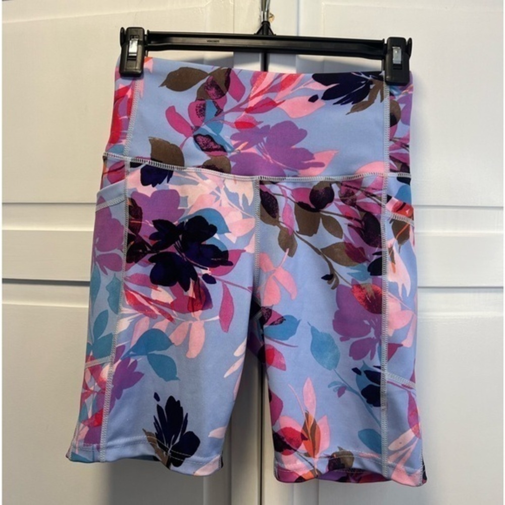 BSP Floral Bike Short Size Women’s Small Multi Color Blue,Purple,Pink